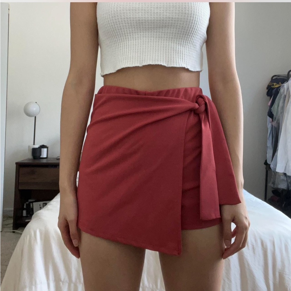 Elegant Red Wrap Skirt